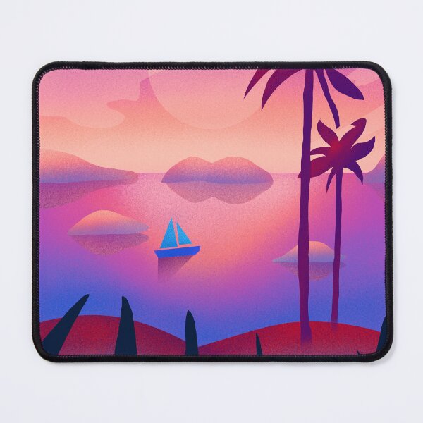 Item preview, Boat In The Ocean With Palm Trees, Sunset Illustration designed and sold by yunuzdemirtas.