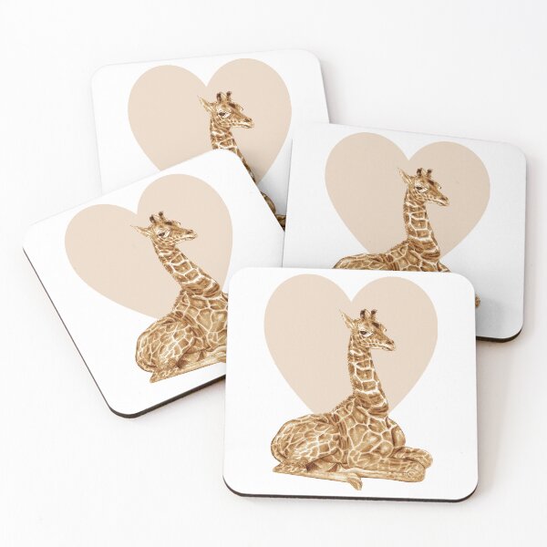 Item preview, Lying giraffe - heart background version, colorized brown designed and sold by SylvieG18.