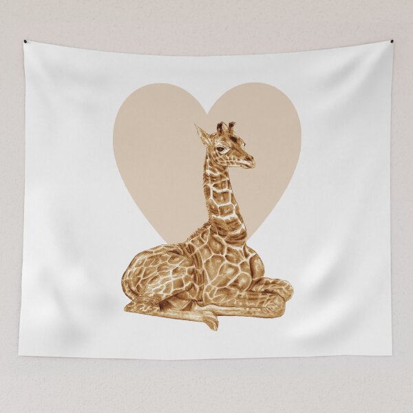 Item preview, Lying giraffe - heart background version, colorized brown designed and sold by SylvieG18.