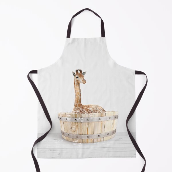 Item preview, Baby Giraffe in Wooden Bathtub Print, Baby Giraffe Bathing, Animals in Bathtub Art by Synplus designed and sold by synplus.