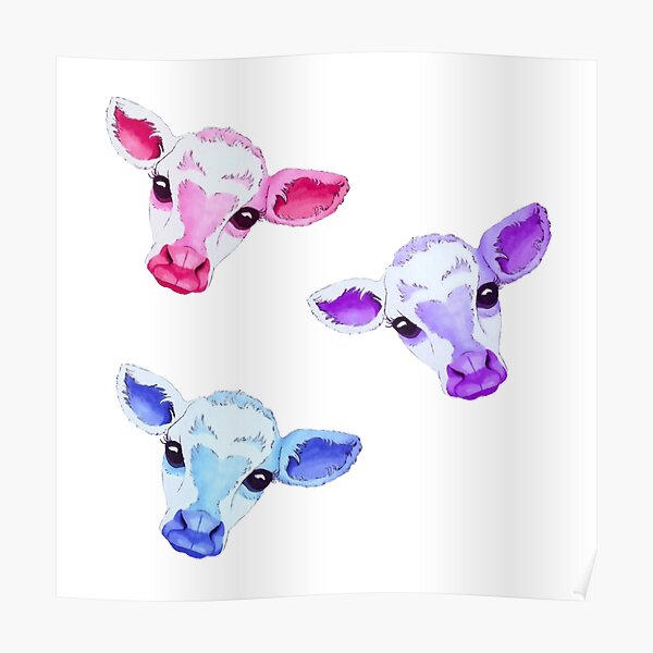 "strawberry, blueberry & grape watercolor cows" Poster for Sale by Scarletdove Redbubble