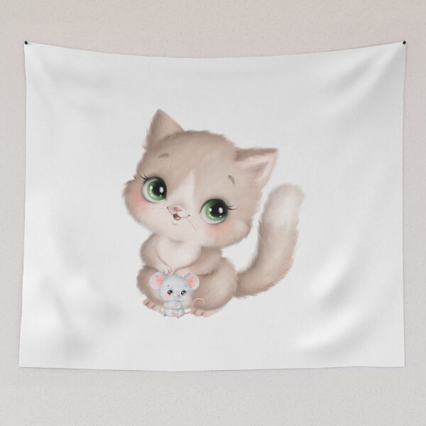 Item preview, Friends - Watercolor Kitten and Mouse designed and sold by silviaol.