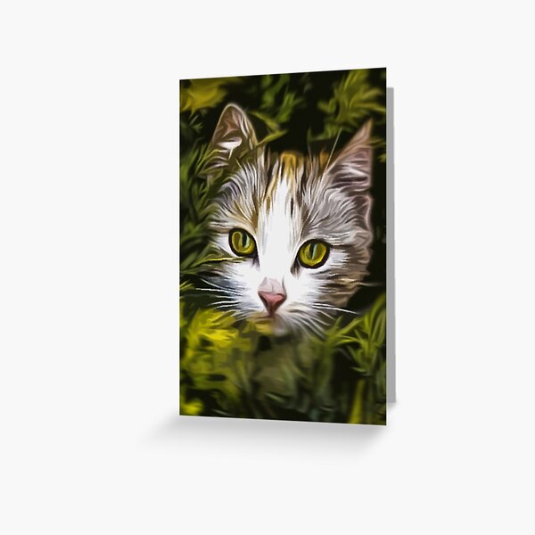 Carte De Vœux Chaton Sauvage Imprimer Chat D Art Abstrait De Haute Qualite Par Mrilladesigns Redbubble