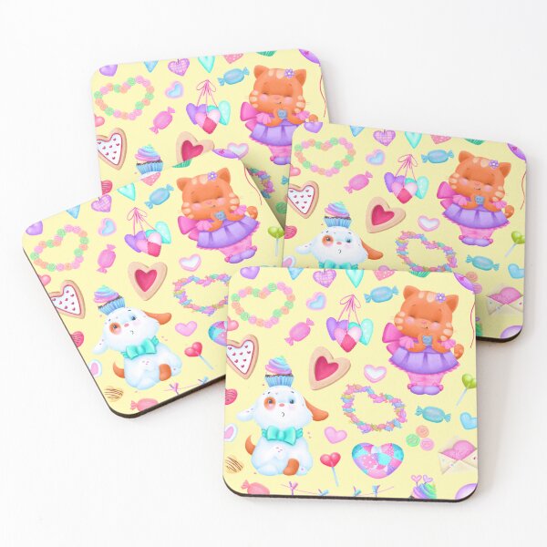 Item preview, A picture with cute cats and dogs, hearts and sweets designed and sold by artmeyer.