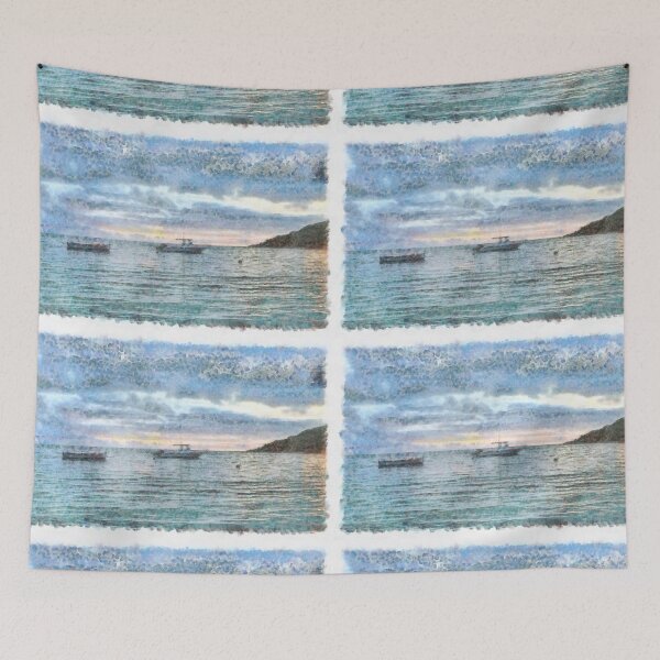 Item preview, Boats idling in the harbour designed and sold by ashishagarwal74.