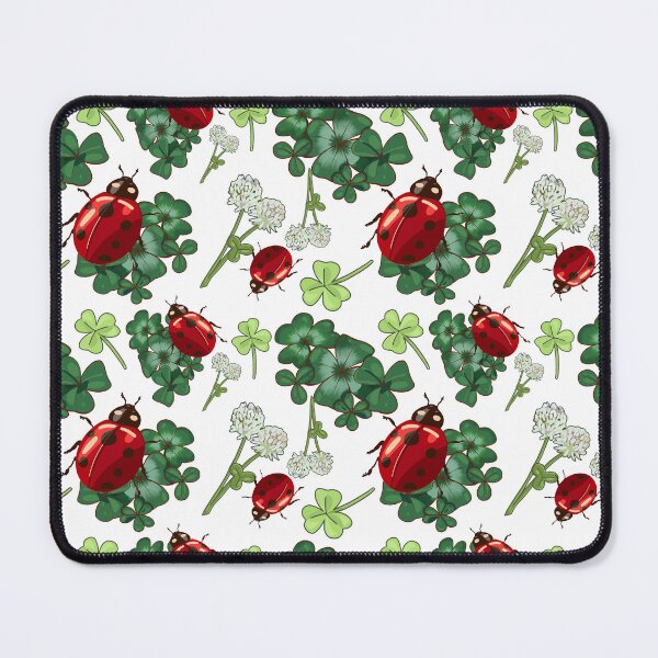 Item preview, Clover Leaf and Red Lady bug Seamless pattern: White background designed and sold by Jessiemay-arts.