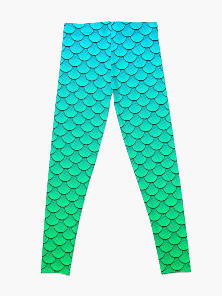 Disover Mermaid Tail Turquoise Green Pattern Leggings