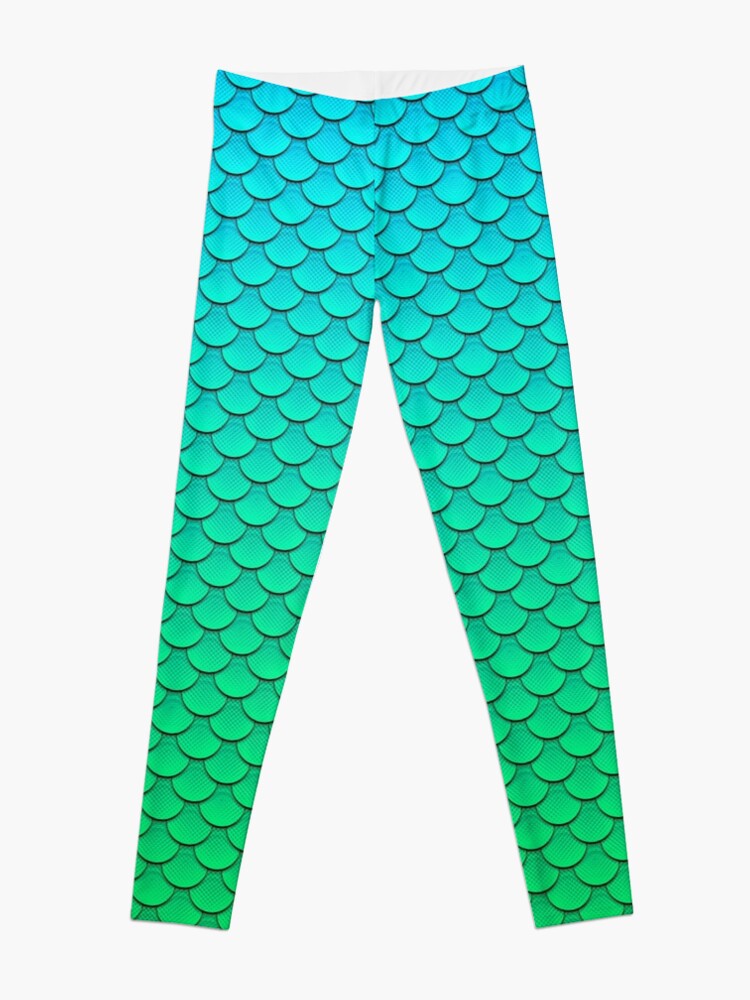 Disover Mermaid Tail Turquoise Green Pattern Leggings