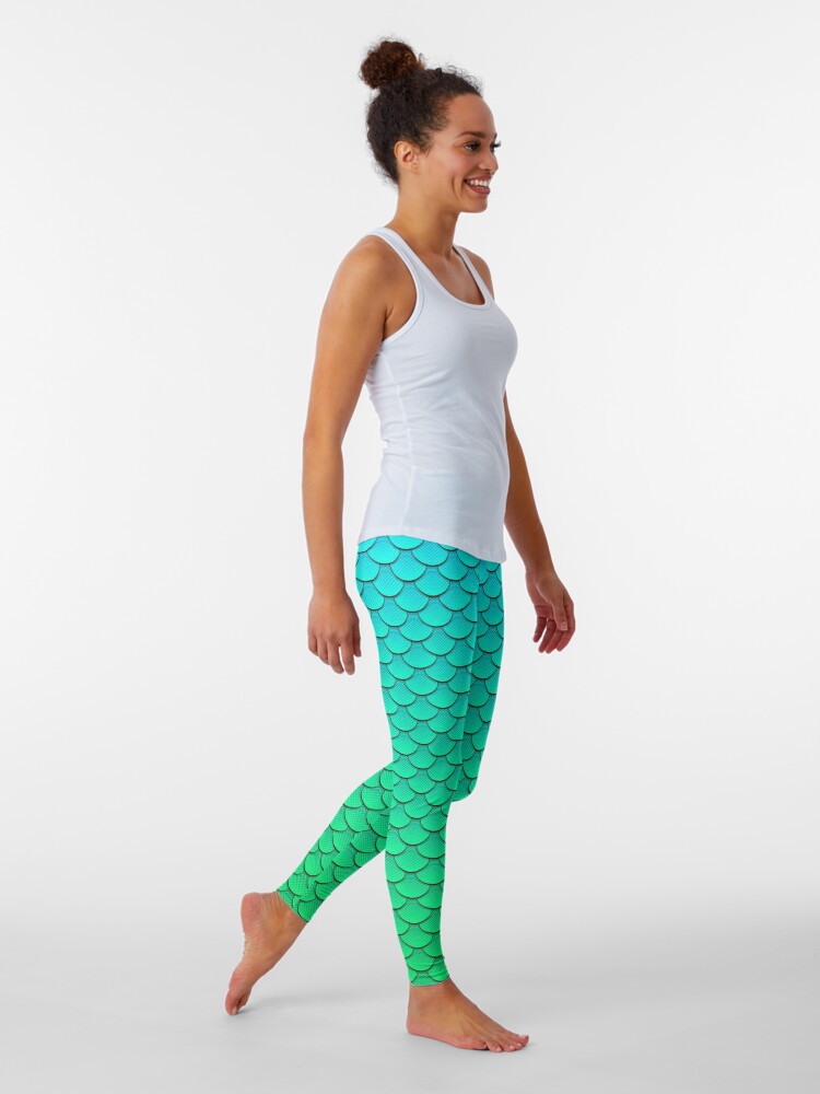 Discover Mermaid Tail Turquoise Green Pattern Leggings