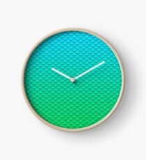 Mermaid Tail Turquoise Green Pattern Clock
