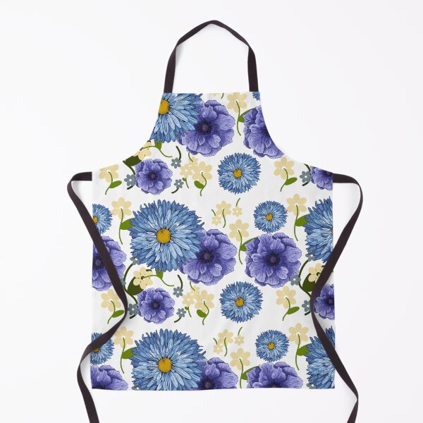 Item preview, Blue Aster and Purple Anemone flower pattern: White Background designed and sold by Jessiemay-arts.