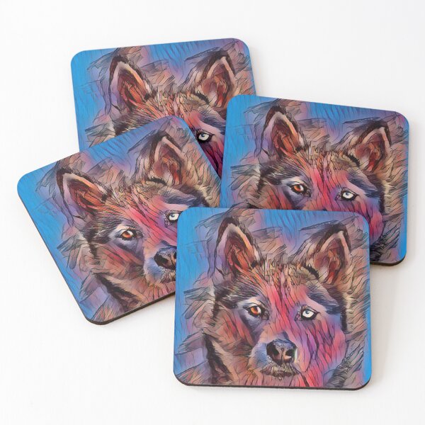 Aperçu de l'œuvre Une conception d'art husky aquarelle. Husky coloré. Illustration husky créée et vendue par Doggymadness.