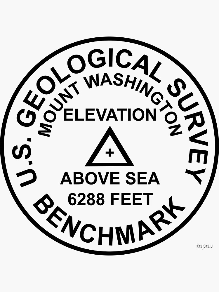 3/” Mount Washington USGS Benchmark Sticker Yellowstone National Park Sticker