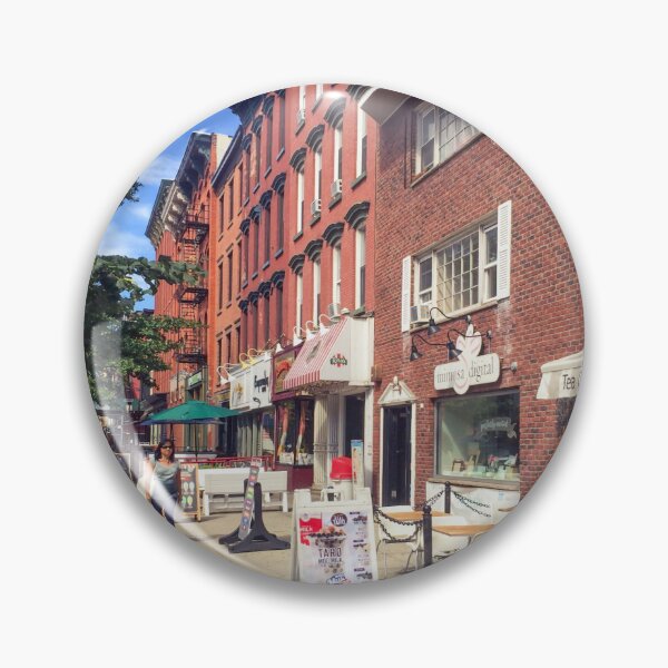 Item preview, City Street Shops Red Bricks Houses Hoboken New Jersey  designed and sold by eleonoraingrid.