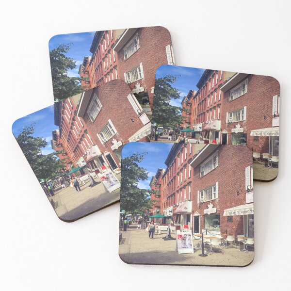 Item preview, City Street Shops Red Bricks Houses Hoboken New Jersey  designed and sold by eleonoraingrid.