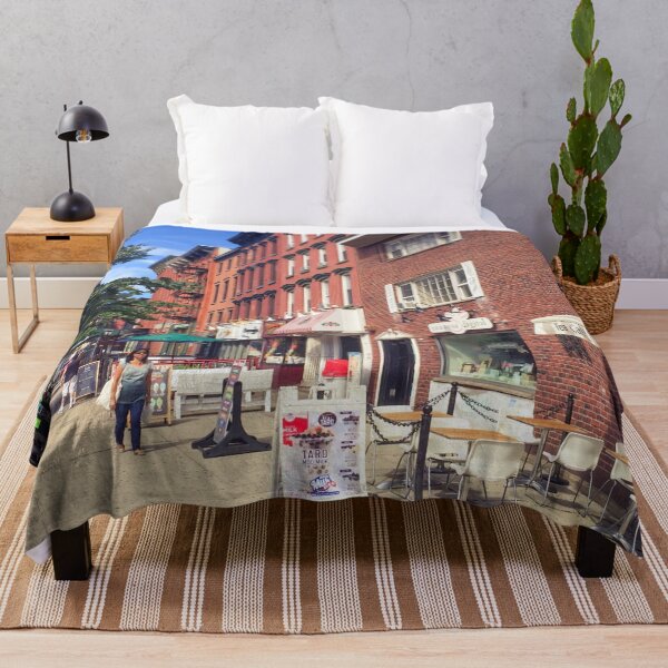 Item preview, City Street Shops Red Bricks Houses Hoboken New Jersey  designed and sold by eleonoraingrid.