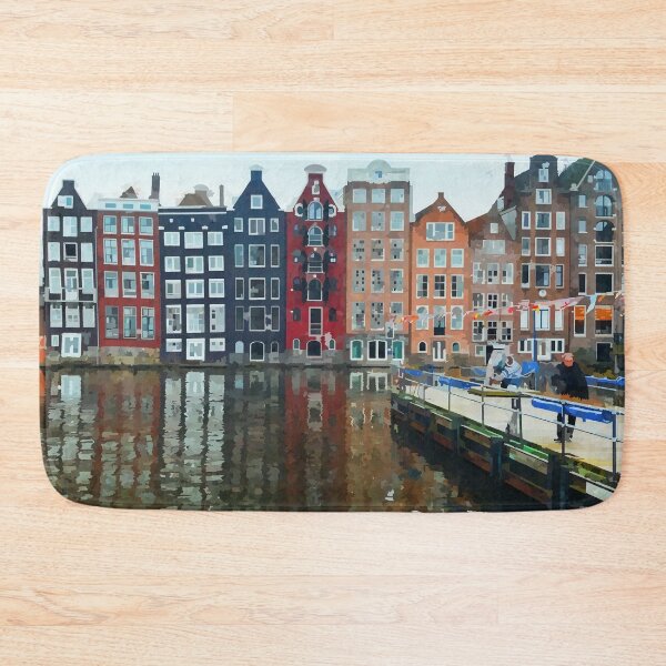 Item preview, Houses Overlooking Dutch Marina - Watercolour Style designed and sold by WWWC2288.