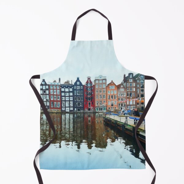 Item preview, Houses Overlooking Dutch Marina - Watercolour Style designed and sold by WWWC2288.