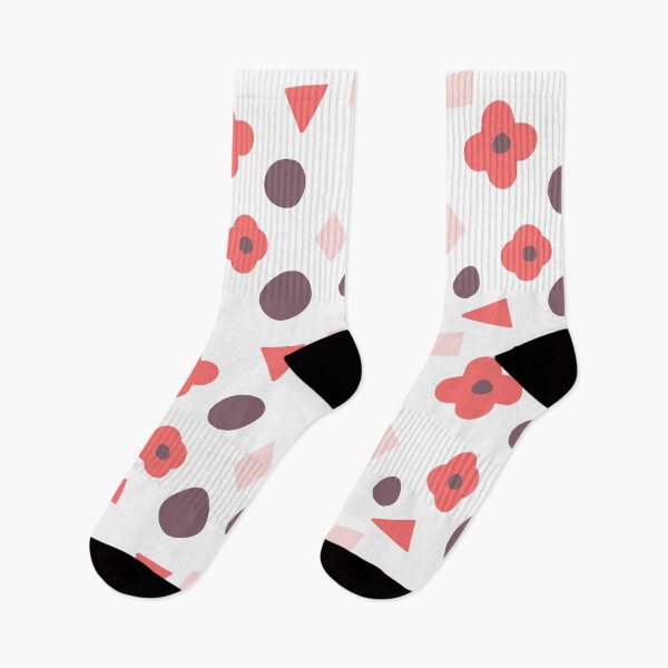 Item preview, Retro Red Flowers and Shapes Pattern designed and sold by nemmywemmy.