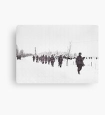 Bastogne Soldiers Marching in the Snow Canvas Print