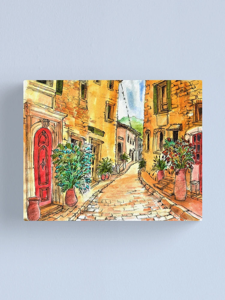 Good Quaint village street by the water ,Acrylic painting, wall decor ,