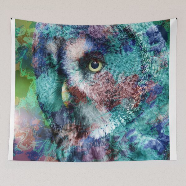 Item preview, Vibrant abstract spray owl art  designed and sold by TipTopTapo.