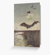 Little Witch Riding Bat by Ida Rentoul Outhwaite Greeting Card