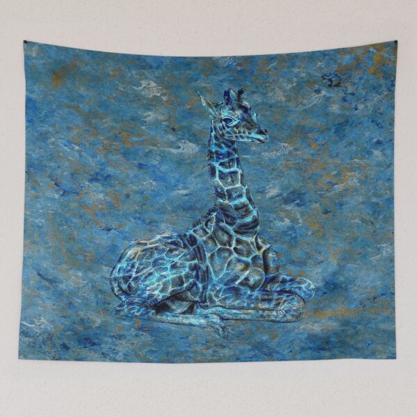 Item preview, Lying giraffe - marbled blue-gold version designed and sold by SylvieG18.