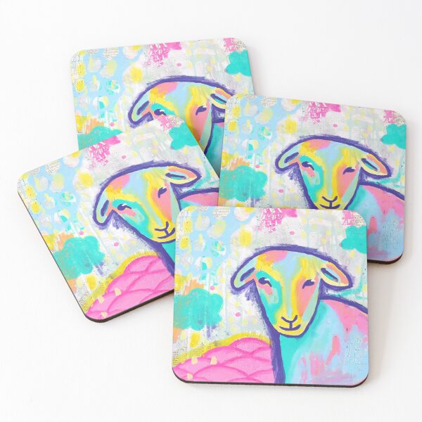 Item preview, Ovejas abstractas brillantes pintando técnicas mixtas designed and sold by Allison Scianna.