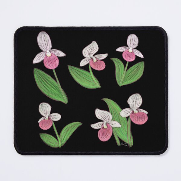 Item preview, Showy Lady Slippers Print - Black designed and sold by EcoElsa.
