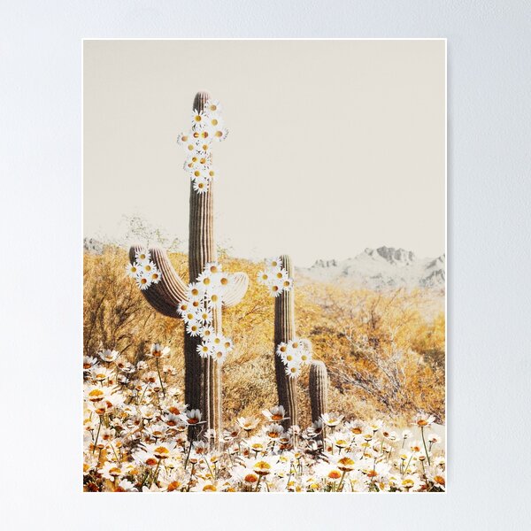 Item preview, Cactus in desert with beautiful flowers boho Art designed and sold by juliaemelian.