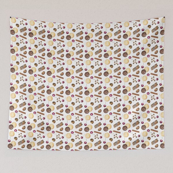 Item preview, Autumn sweets and spices (pattern on white) designed and sold by Flowersforbear.