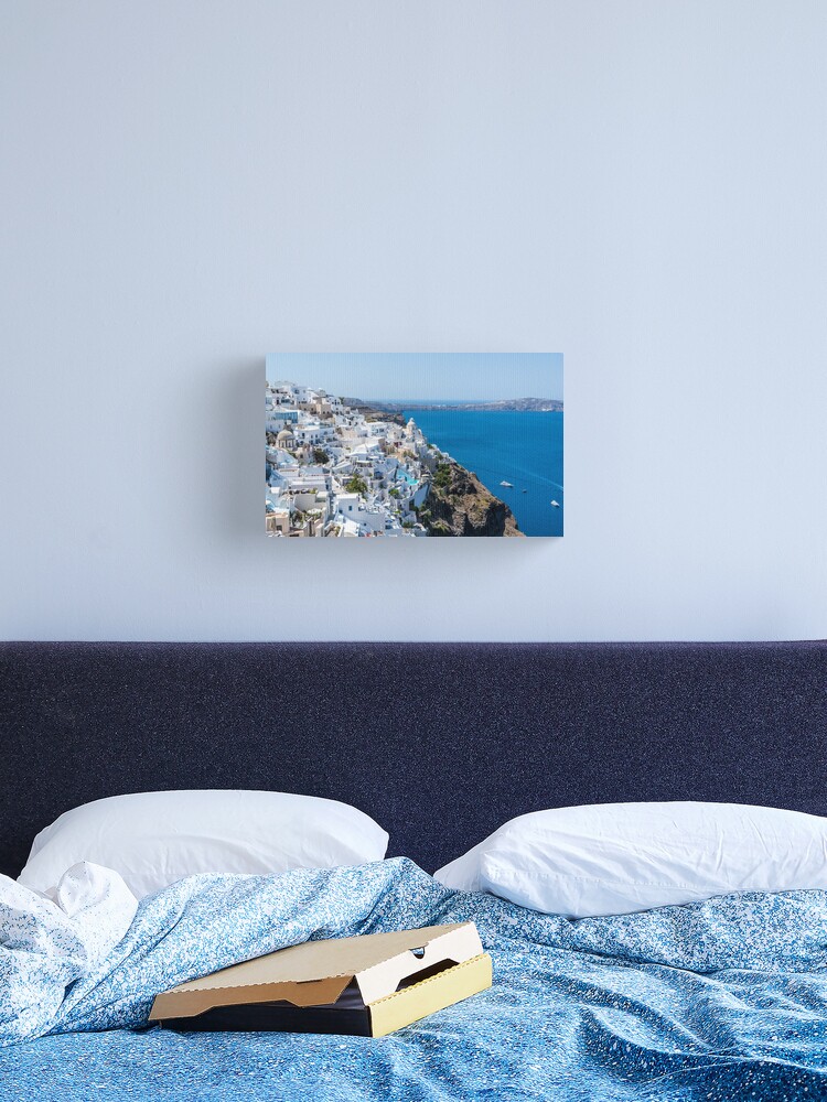 Thumbnail 1 of 3, Canvas Print, Santorini, Greece, Coastal, Cobalt Blue Ocean designed and sold by newburyboutique.