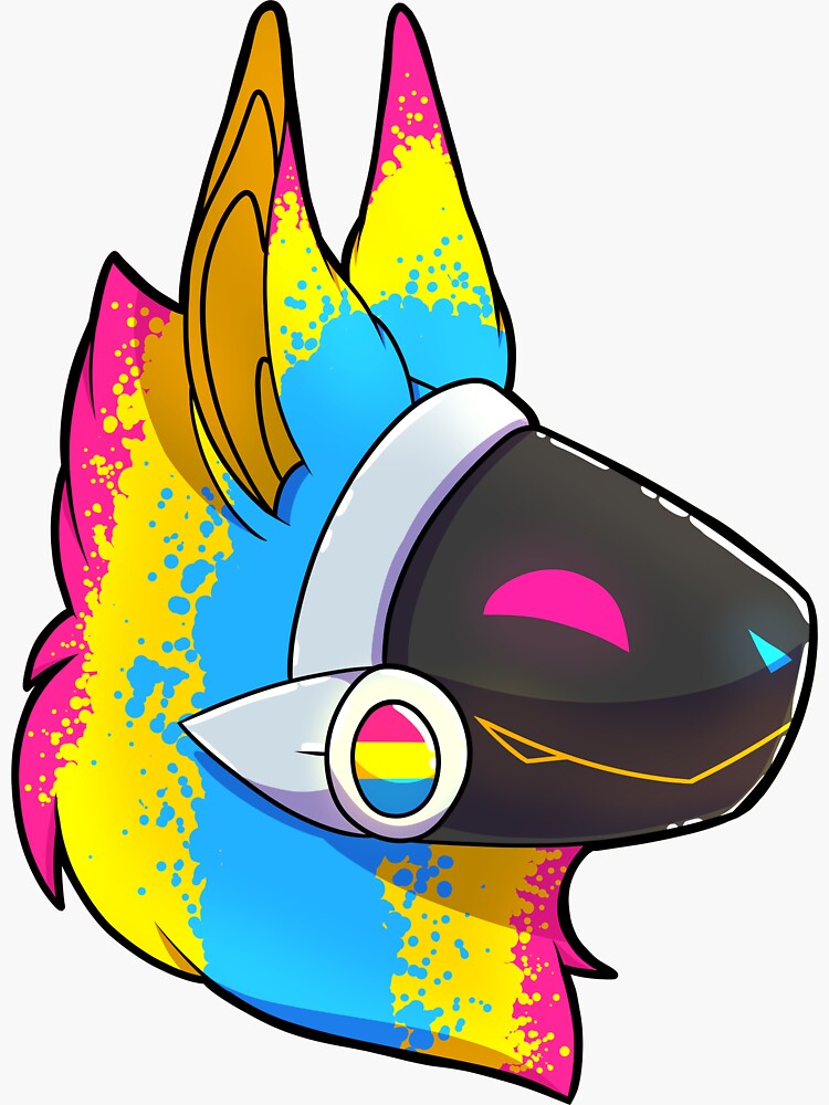 Pansexual Pride Protogen Sticker For Sale By Eclipsefoxart Redbubble