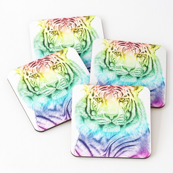 Item preview, White tiger- rainbow colorized version, yellow eyes designed and sold by SylvieG18.