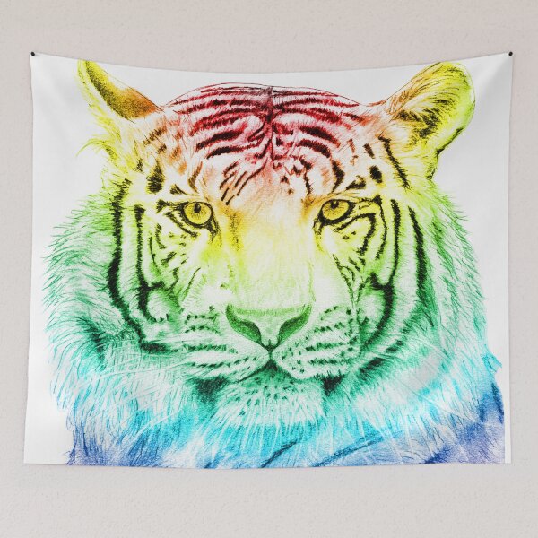 Item preview, White tiger- rainbow colorized version, yellow eyes designed and sold by SylvieG18.