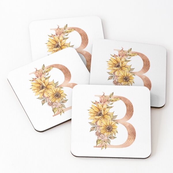 Item preview, Watercolor floral sunflower personalized letter B wedding monogram print designed and sold by tiana-geo.