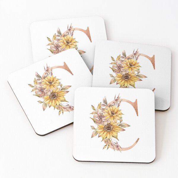 Item preview, Watercolor floral sunflower personalized letter C wedding monogram print designed and sold by tiana-geo.