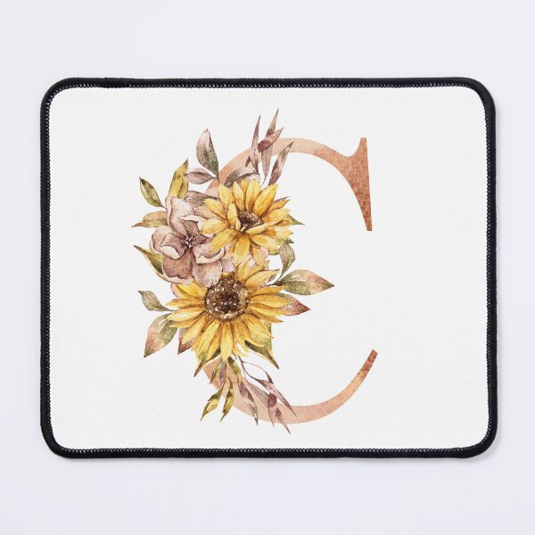 Item preview, Watercolor floral sunflower personalized letter C wedding monogram print designed and sold by tiana-geo.