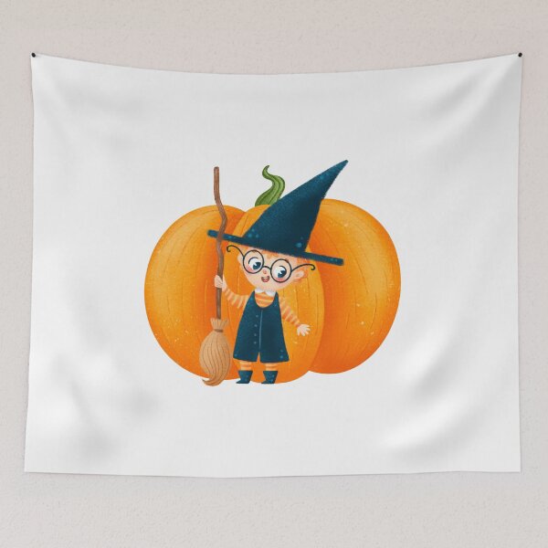 Item preview, Cute Halloween Wizard Child with Pumpkin designed and sold by silviaol.