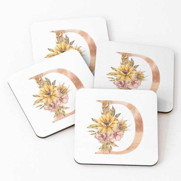 Item preview, Watercolor floral sunflower personalized letter D wedding monogram print designed and sold by tiana-geo.