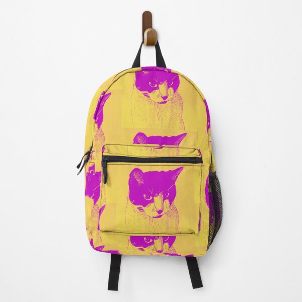 Item preview, Tengu the pet cat is cute and cuddly artwork (yellow/purple) designed and sold by DMcK Designs.