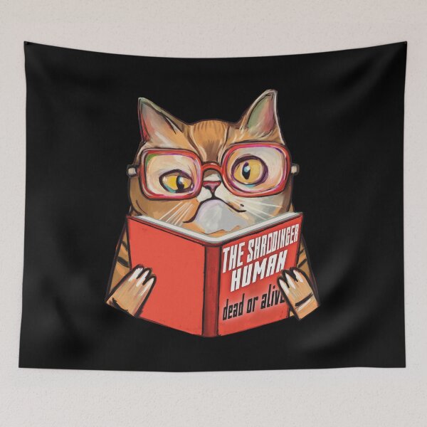 Aperçu de l'œuvre Chat geek Schrödinger avec livre créée et vendue par Meakm-art.