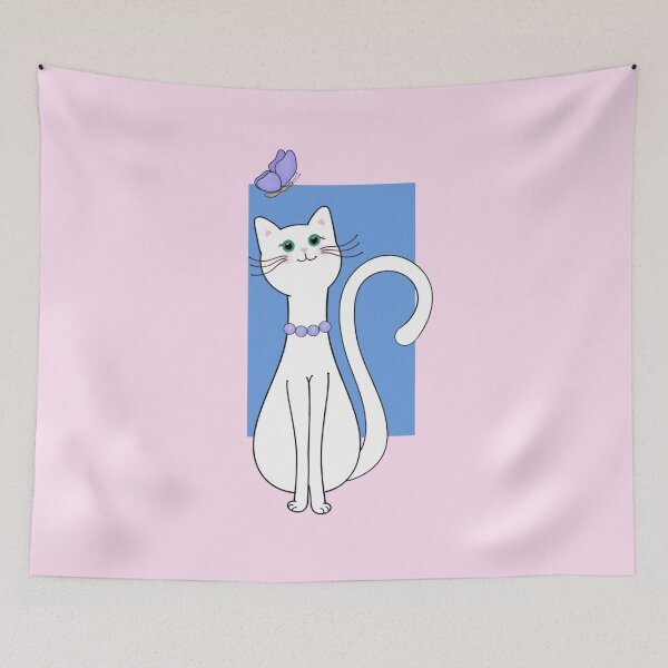 Item preview, Beautiful White Kitty with Butterfly designed and sold by Alondra.