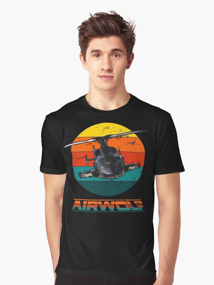 Thumbnail 1 of 5, Graphic T-Shirt, Airwolf Sunset 1980s Retro Classic designed and sold by Ravensclaw3.