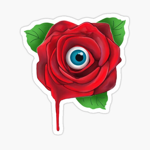 Spooky red rose with eye Sticker