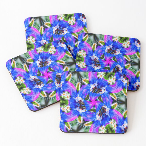 Item preview, Blue vegetable borage pattern designed and sold by Patternflower.