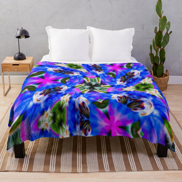 Item preview, Blue vegetable borage pattern designed and sold by Patternflower.