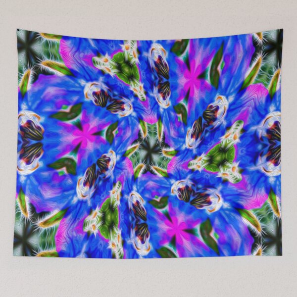 Item preview, Blue vegetable borage pattern designed and sold by Patternflower.