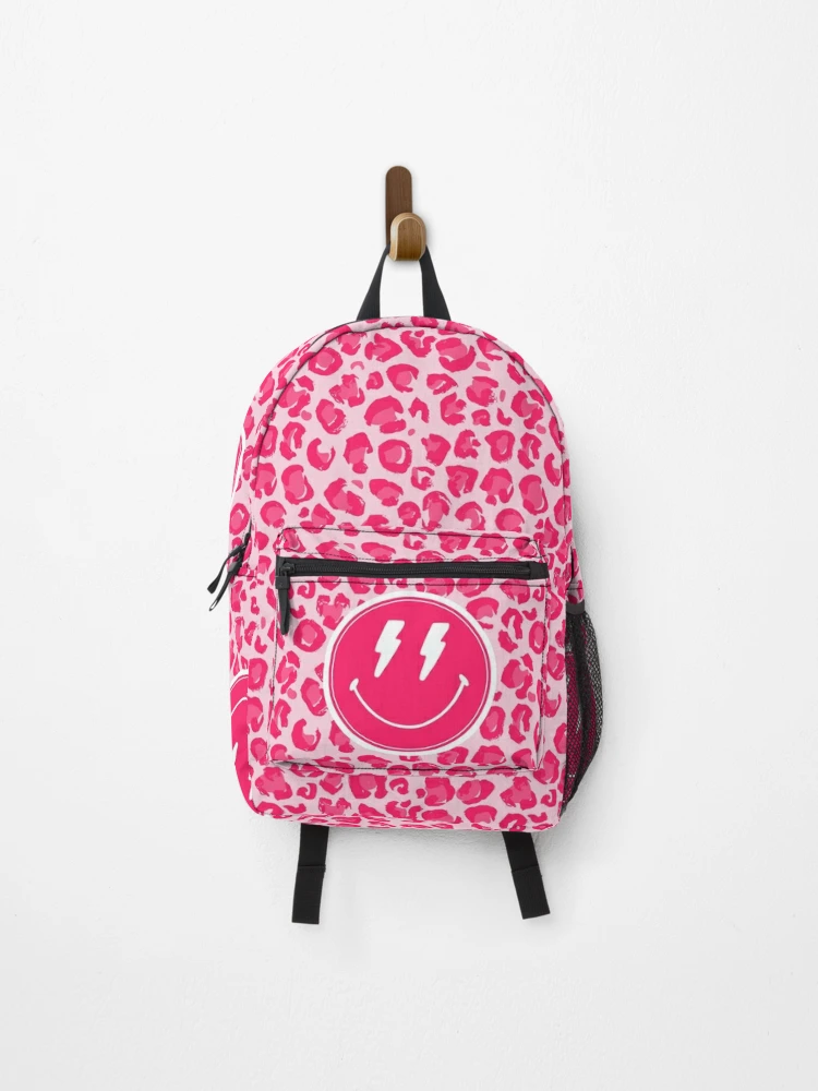 Preppy Aesthetic Pink Leopard Print Smile Insulated Lunch Bag